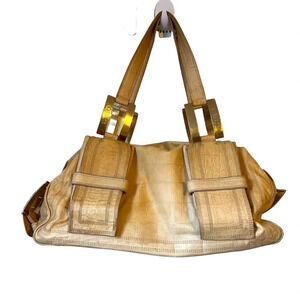 Vintage 90s Gianni Versace Yellow Gold Strappy Shoulder Bag